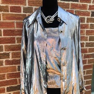 Metallic Silver Women's Jacket and Matching Cami